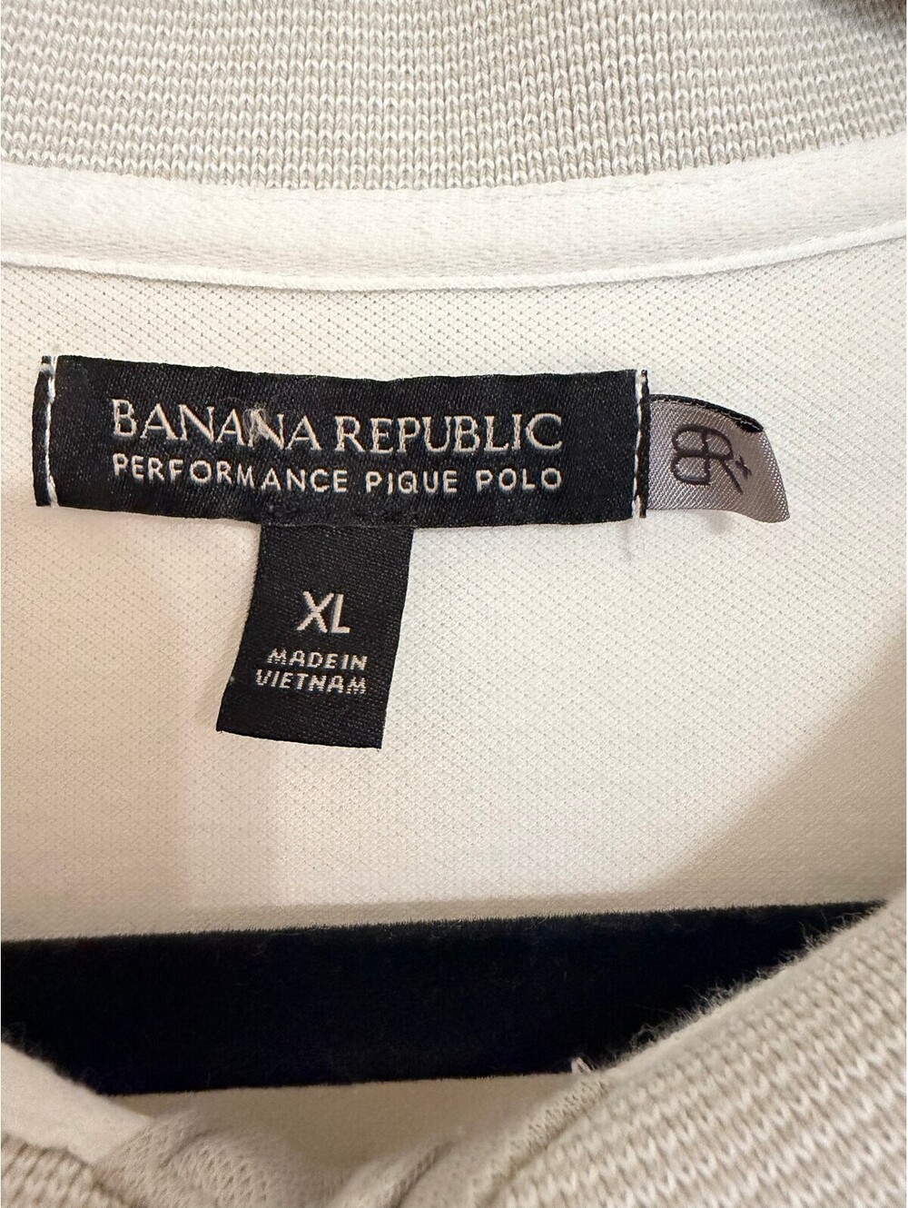 Banana Republic Performance Pique Polo Shirt White Gray Trim Men's XL - Picture 4 of 7